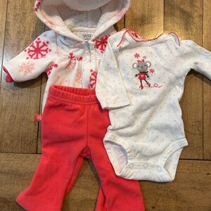 Carter's White and Pink Snowflake Bodysuit Set
